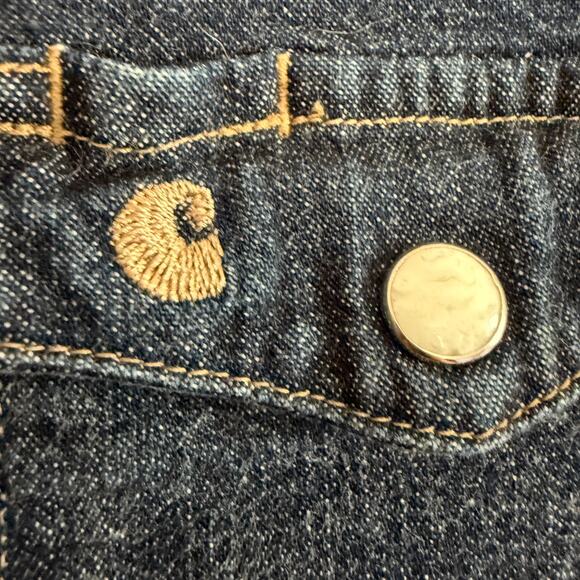 CARHARTT | Women's Blue Denim Jean Pearl Snap Western Style Shirt | Small - Picture 3 of 5